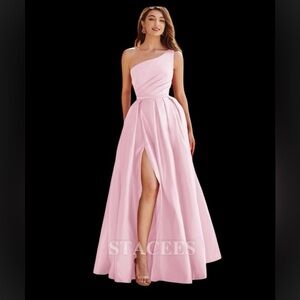 Used Once Stacees Blushing Pink One-Shoulder Evening Gown/ Bridesmaids dress